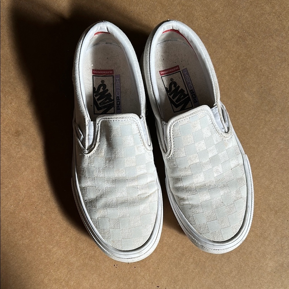 Vans Slip-Ons- White 3M Reflective Checkerboard